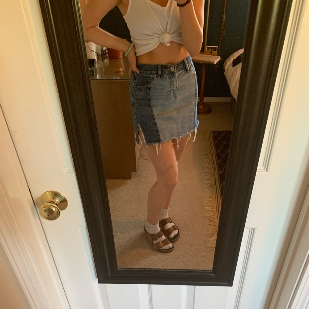 Pacsun light and dark wash denim mini skirt